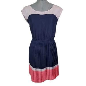 American Eagle pleated keyhole colorblock dress S